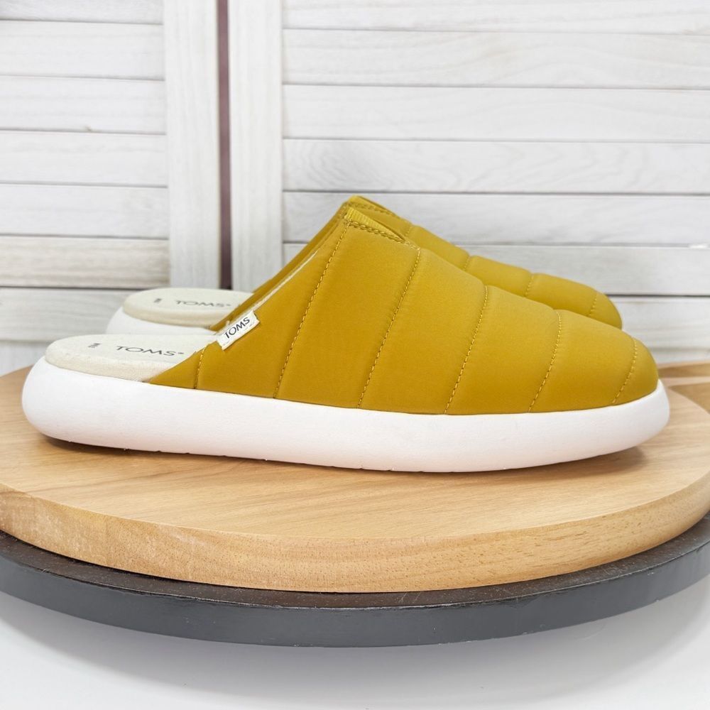 TOMS Alpargata Mallow Puffer Mules Shoes Mustard Yellow 9.5